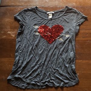 H&M Heart Sequined T-shirt